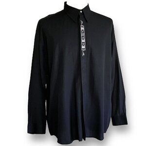 Vintage 90s 'Ab-se-lut Identity Mens Club Shirt L XL Black Embroidered Button Up